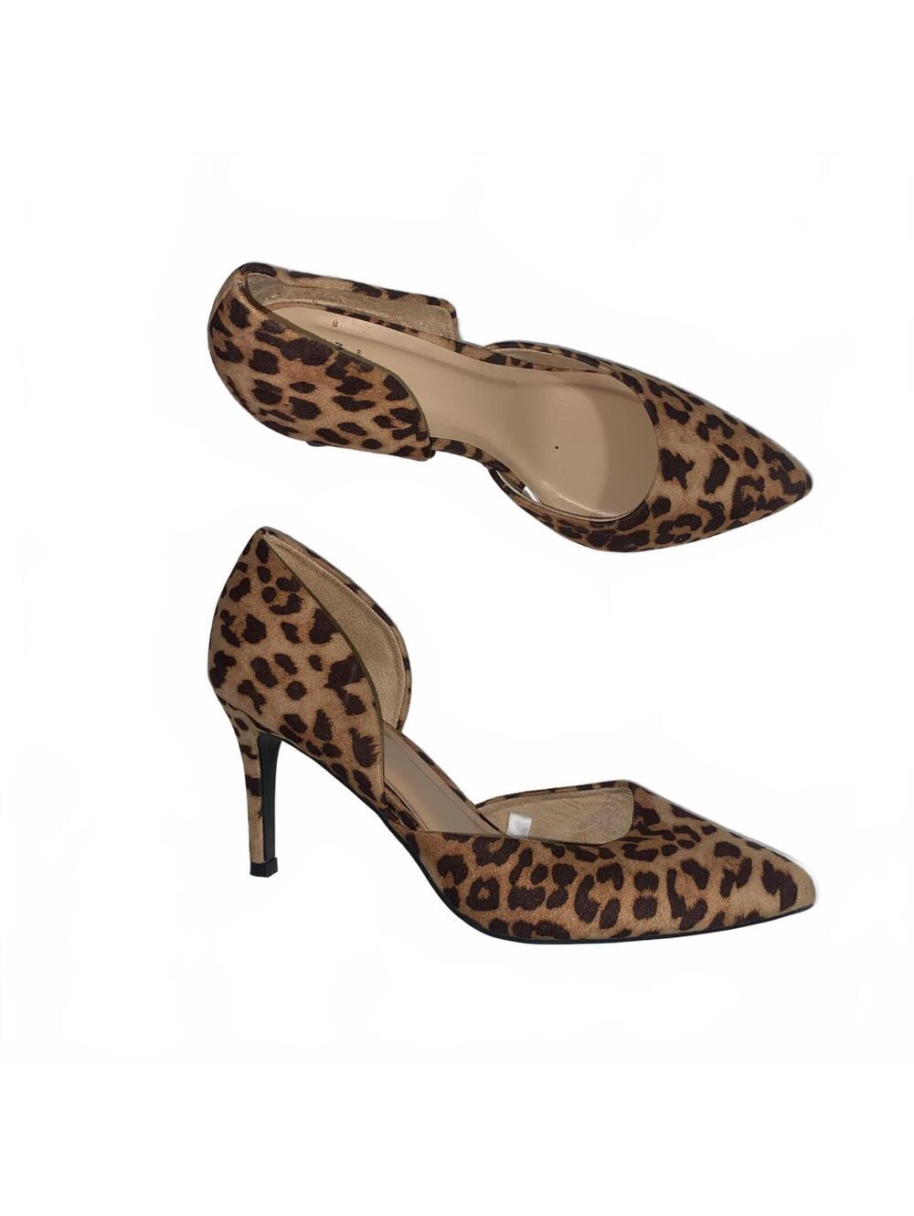 A New Day Leopard Print D'Orsay Heels Size 6.5 Pointed Toe Animal Print Pumps